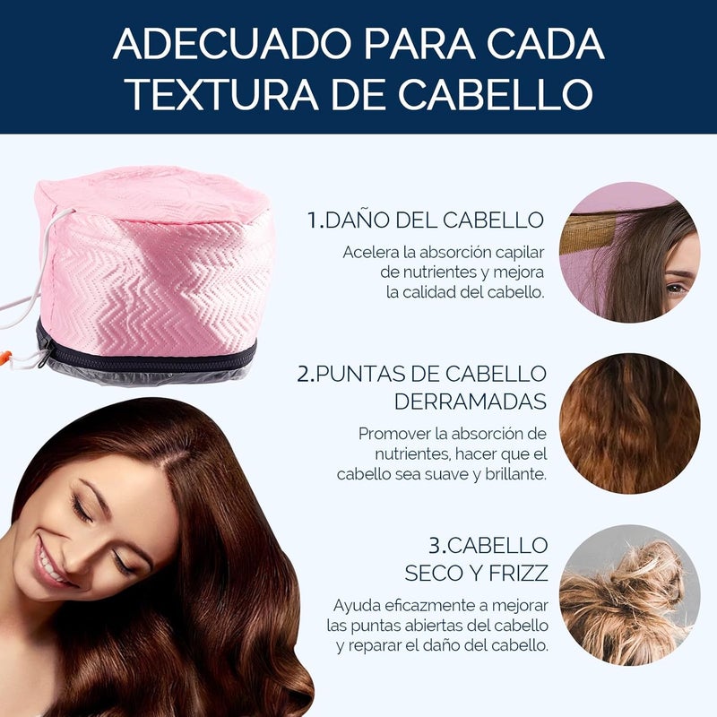LIARTY Electric Hair Steamer Cap with Temperature Control, Removable Thermal Hair Care Hat for Home Spa (Pink Type) - Image 5